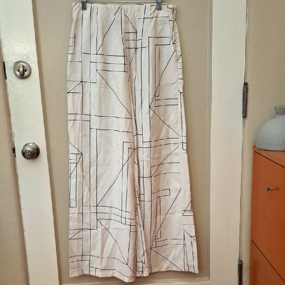Benaar Geometric Patterned Wide-Leg Pants_1